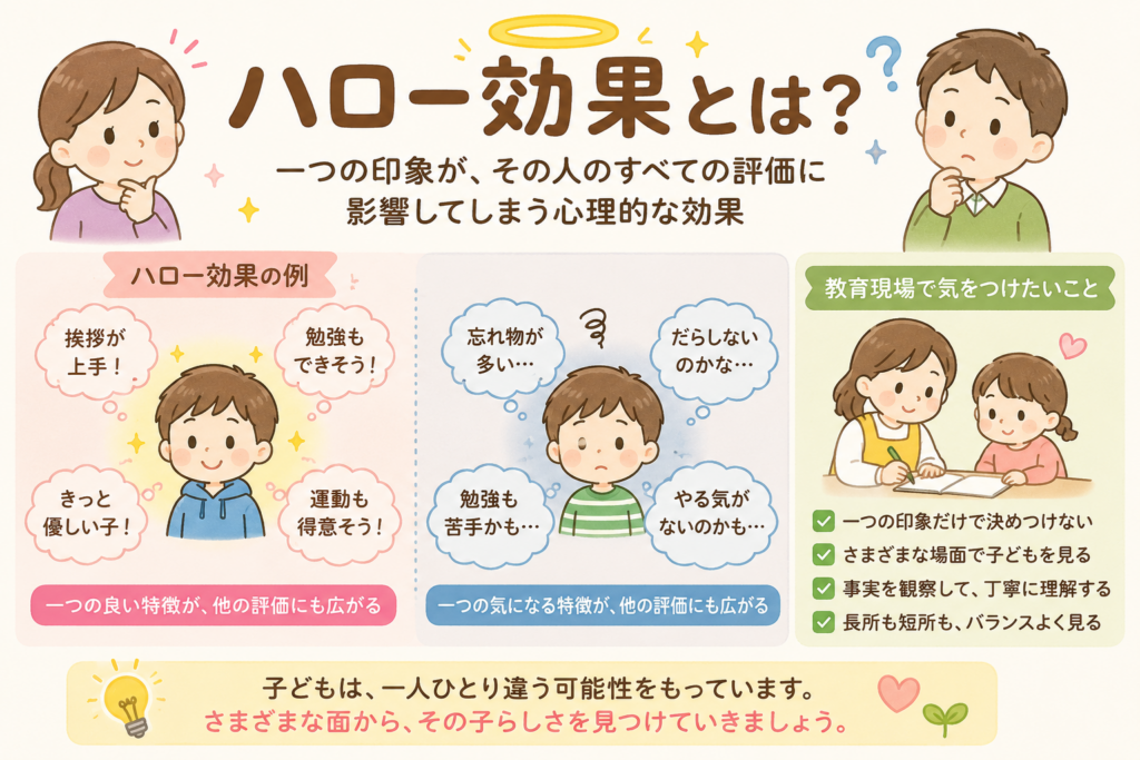 ハロー効果とは？一つの印象が子どもの評価を左右する心理